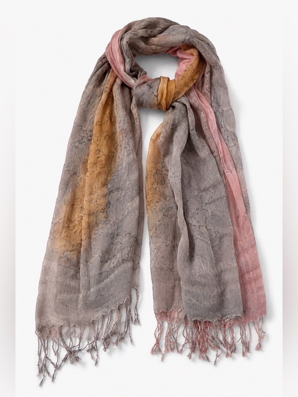 scarf/shawl in pastel ombré subtle woven heart pattern 100% viscose rayon oblong
